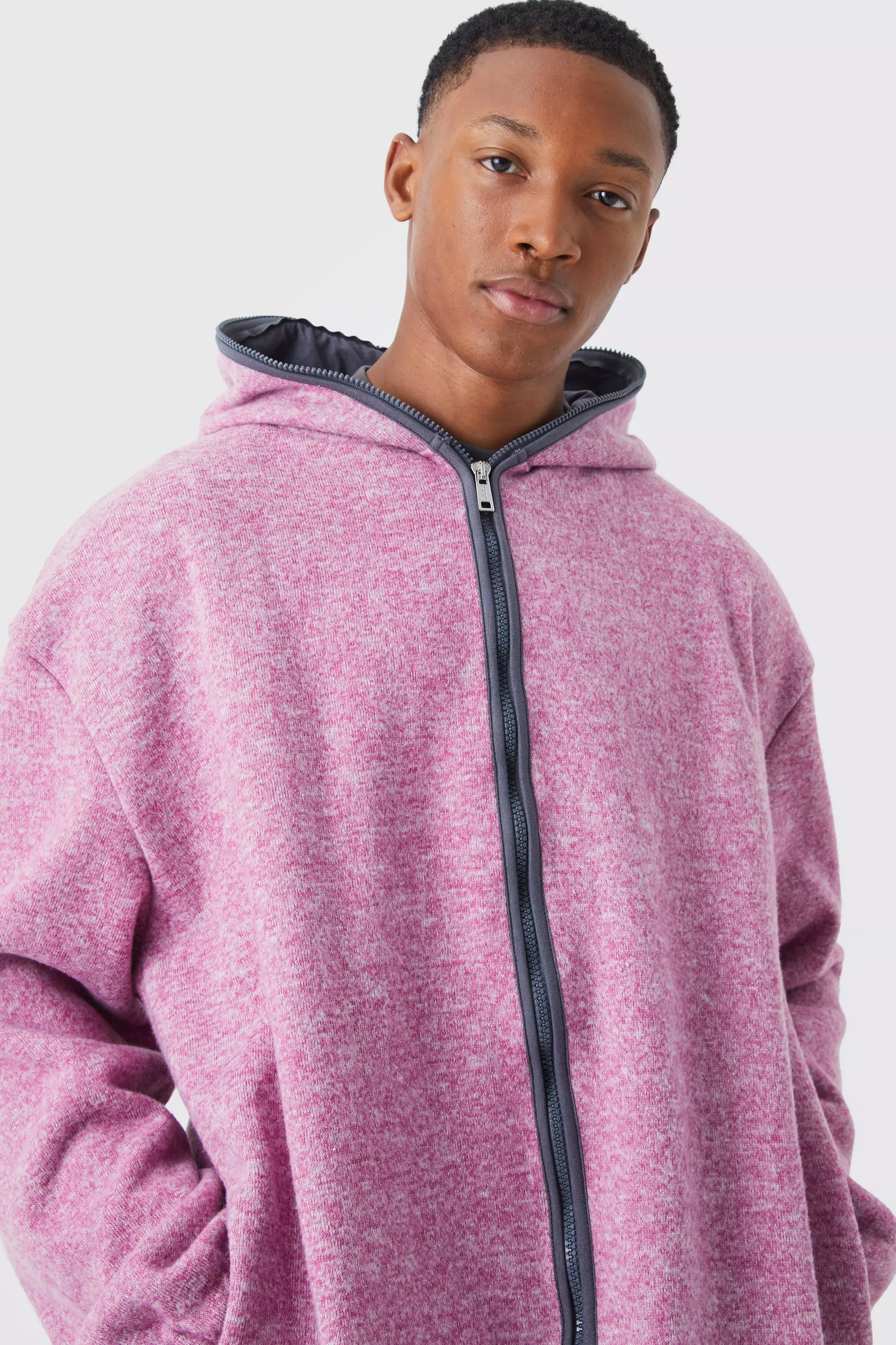 Mens pink cheap zip hoodie